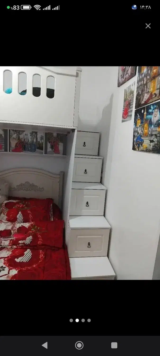 تخت دو طبقه قیمت چوب وکیوم اصل|تخت و سرویس خواب|شوش, |دیوار