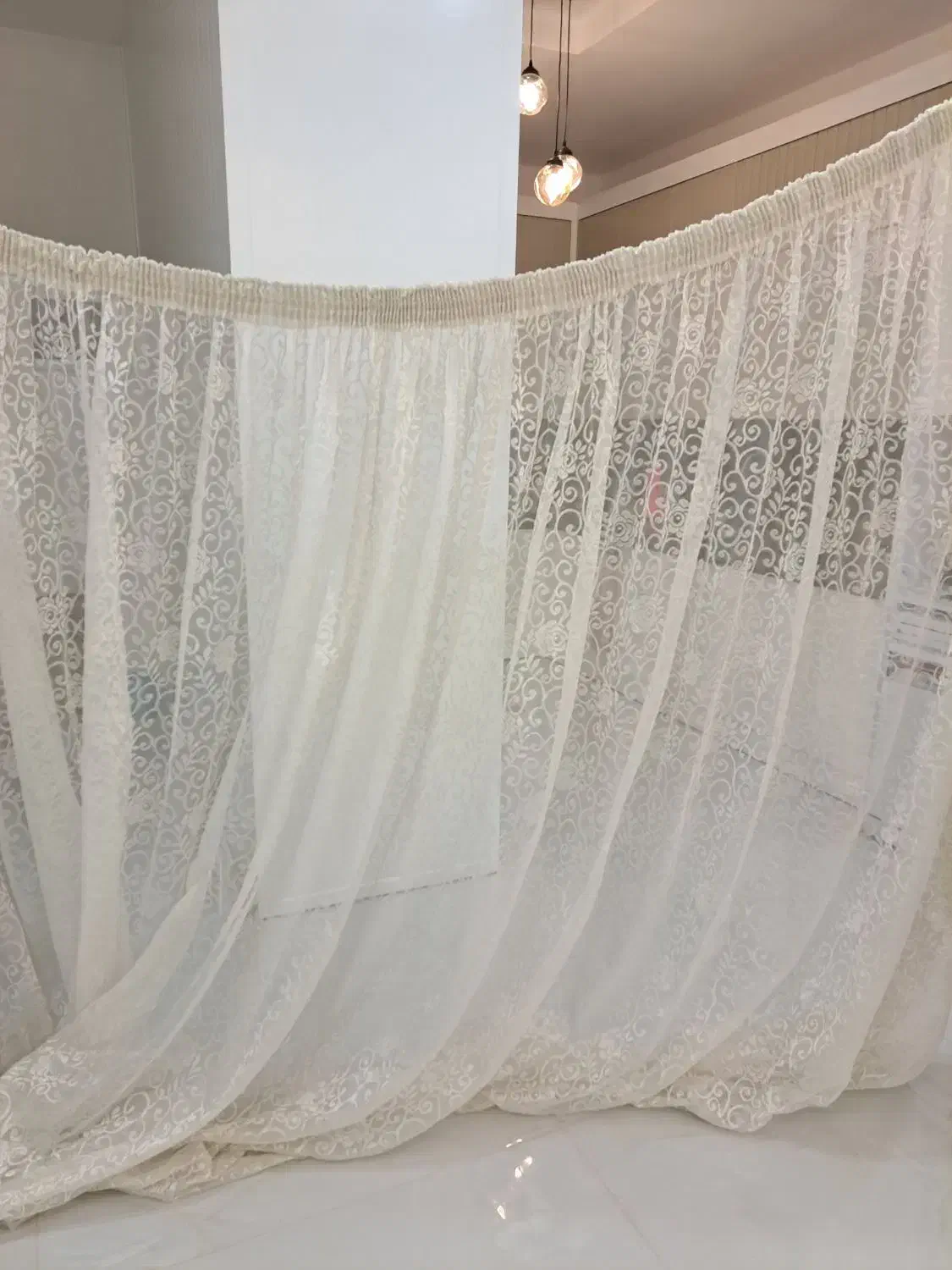 پرده با پشت پنجره ای و چوب پرده|پرده، رانر، رومیزی|مشهد, رضاشهر|دیوار