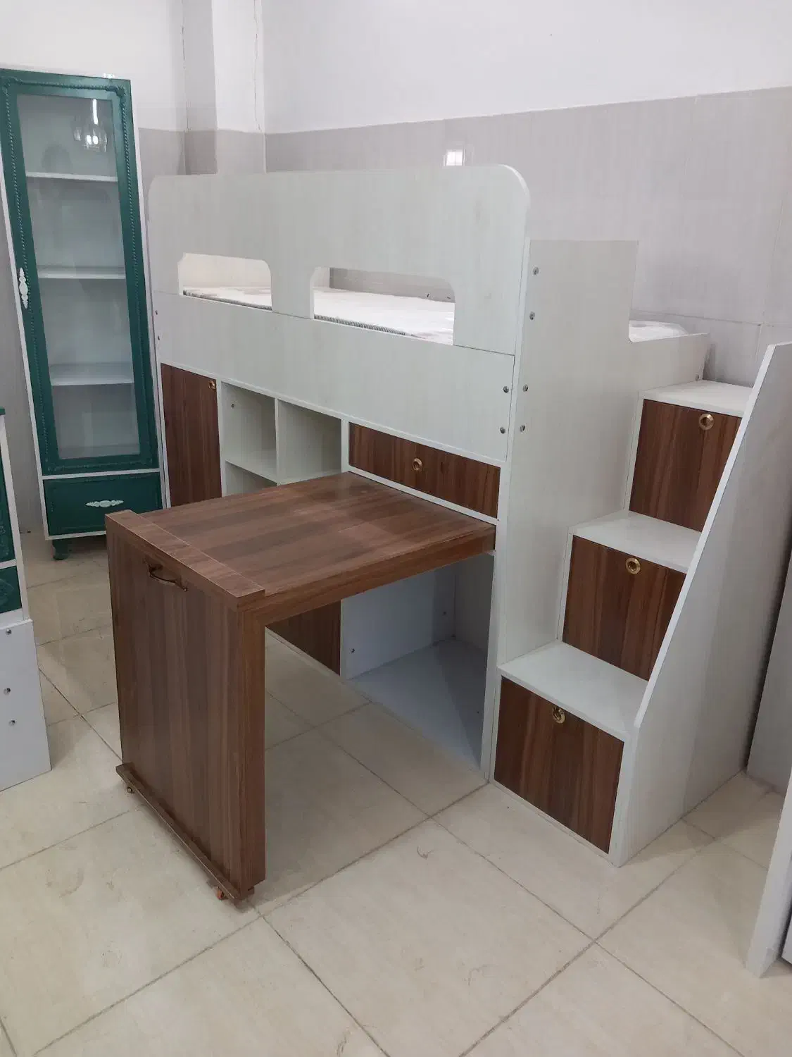 تخت دوطبقه یکنفره میز تحریر دار|تخت و سرویس خواب|برخوار, |دیوار