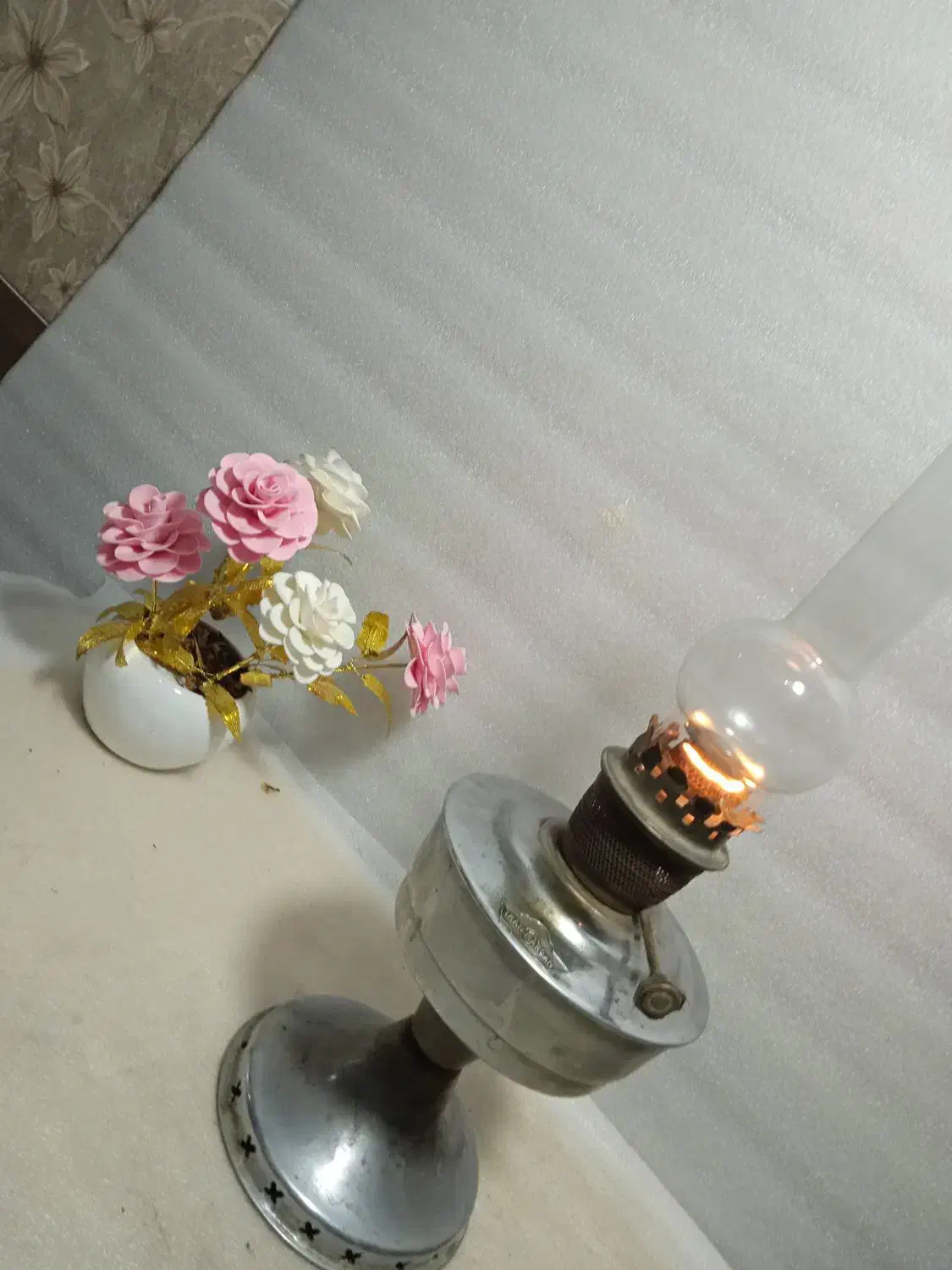 چراغ گردسوز نفتی قدیمی برنجی آنتیک و کلکسیونی|کلکسیون اشیاء عتیقه|تهران, منیریه|دیوار