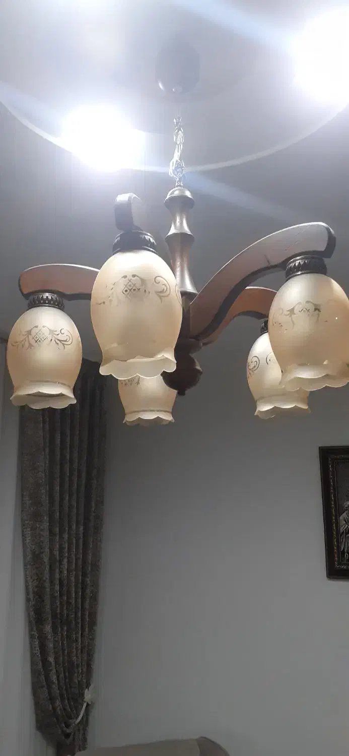 لوستر چوبی|لوستر و چراغ آویز|محمدیه-قزوین, |دیوار