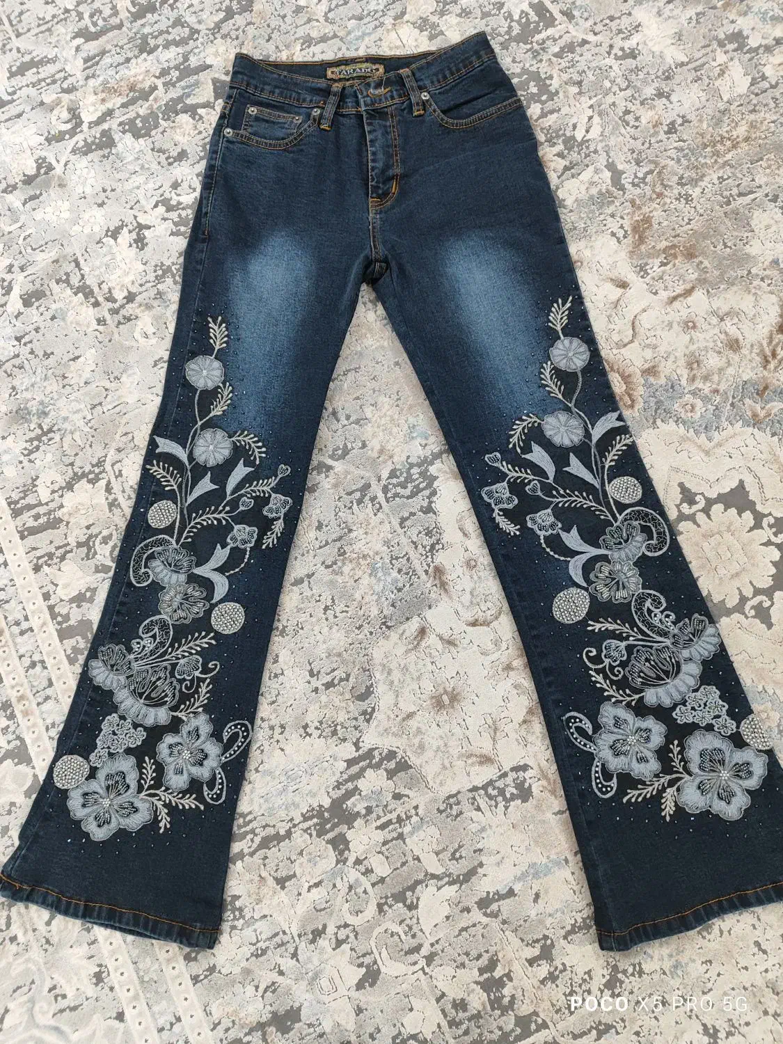 شلوار جین دخترانه گلدوزی شده ترک|لباس|الوند, |دیوار