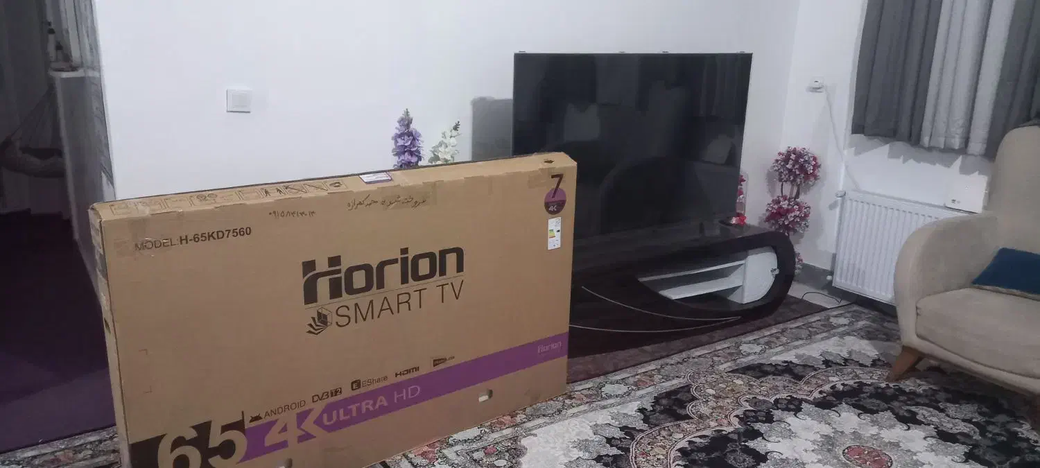 تلویزیون هوشمند ۶۵ اینچ هوریون به همراه محافظ صفحه|تلویزیون و پروژکتور|زاهدان, |دیوار