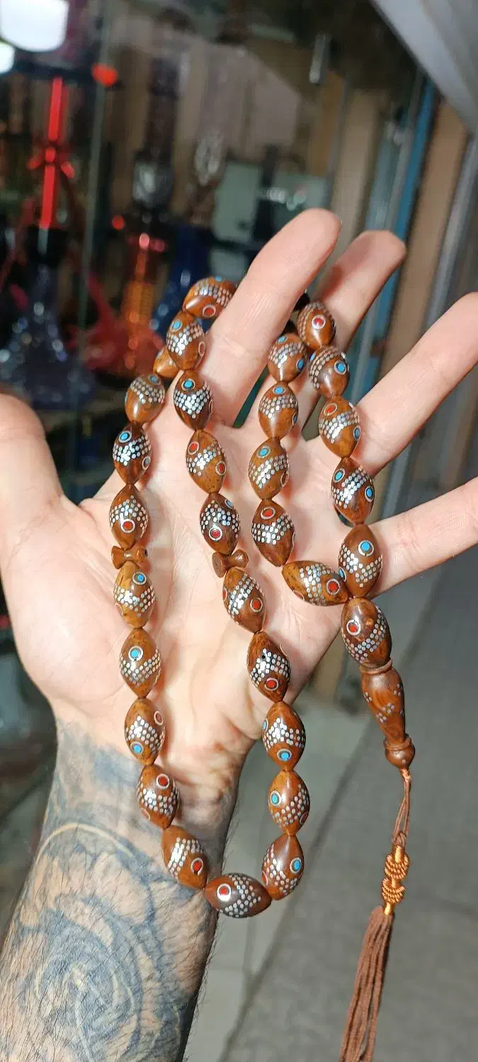 تسبیح کشکول نقره کوب|جواهرات|مسجد سلیمان, |دیوار