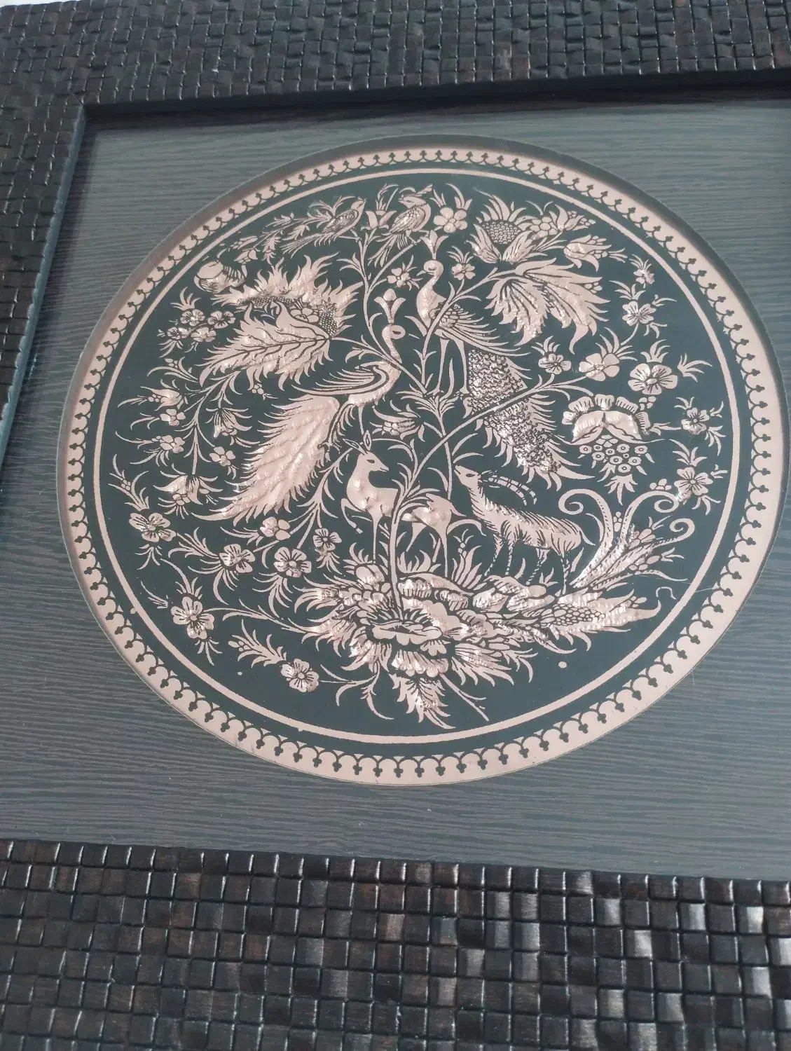 تابلو مسی طرح آهو و طاووس|تابلو، نقاشی، عکس|زنجان, |دیوار