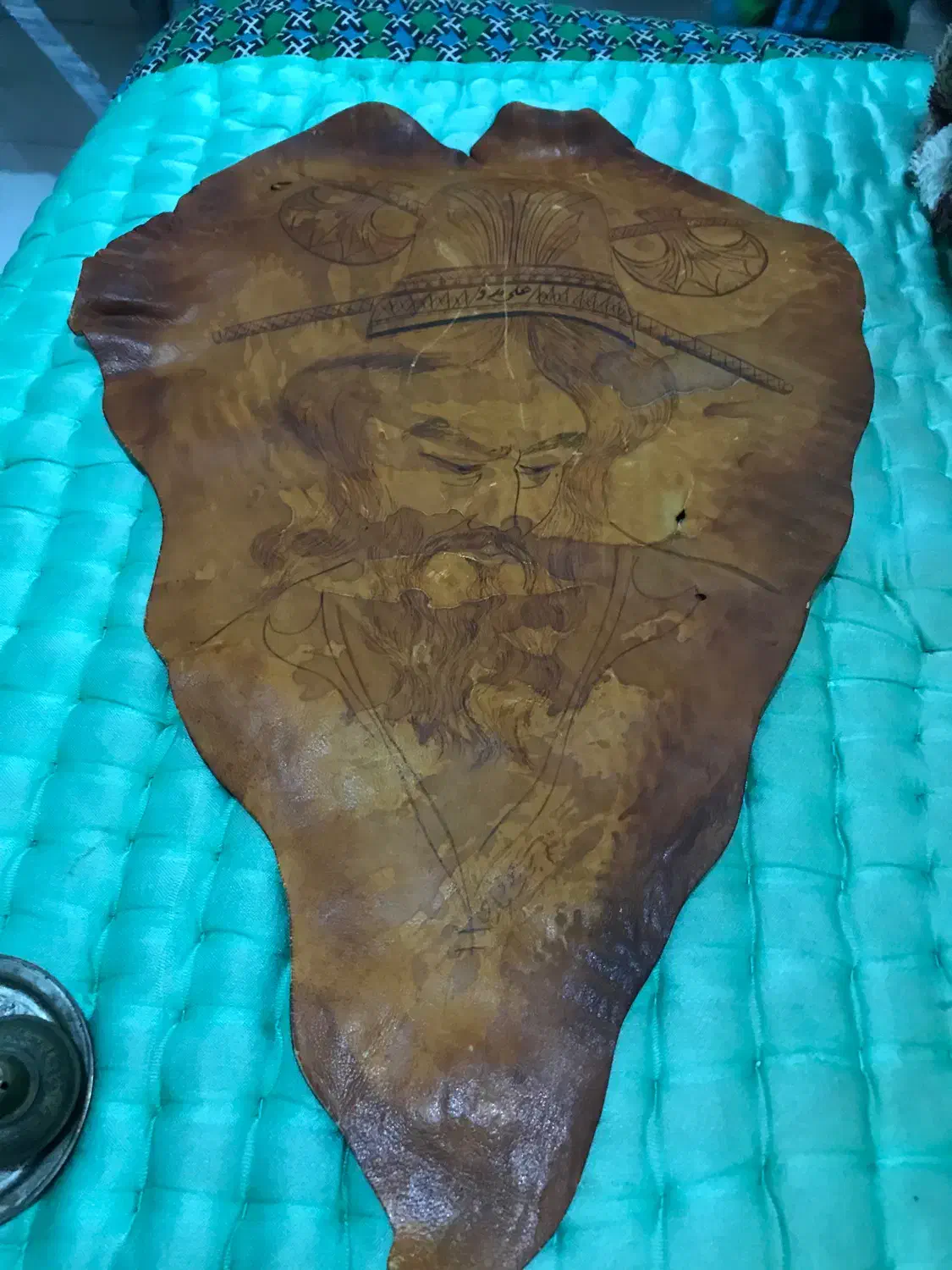 تابلو نقاشی رو چرم واقعی وطبیعی و قدیمی با زعفران|تابلو، نقاشی، عکس|لاهیجان, گلستان|دیوار