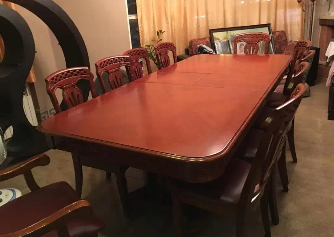 میز ده نفره انتیک چرم و چوب ده نفره ایتالیایی|میز و صندلی غذاخوری|اهواز, کوروش|دیوار