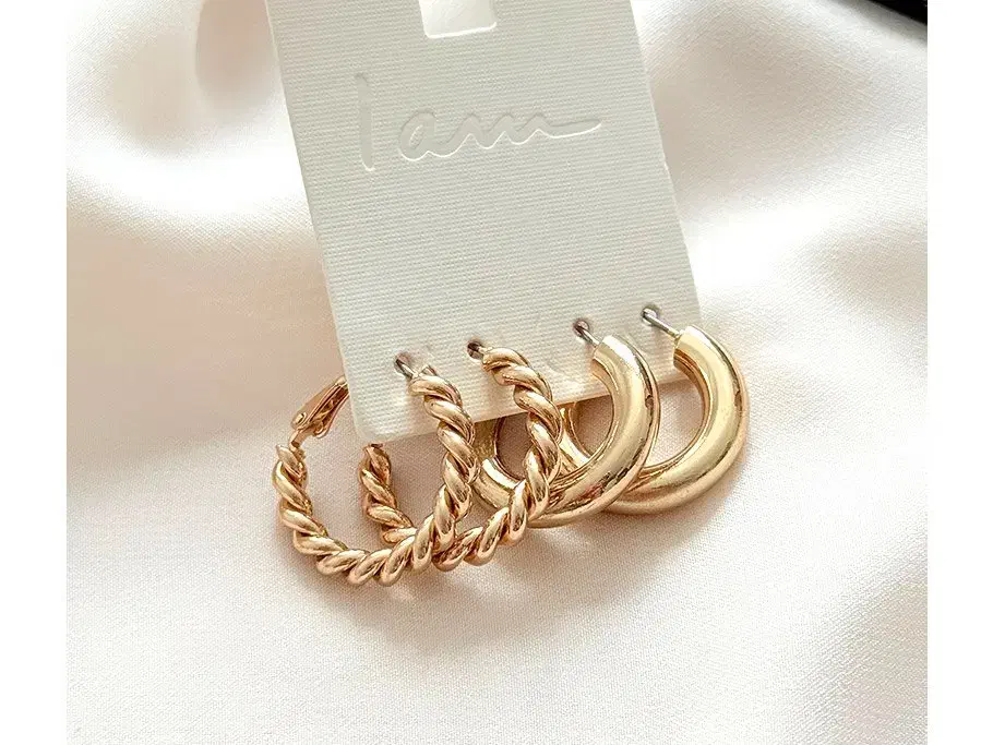 گوشواره حلقه ای دو جفتی ساده و پیچی طلایی|بدلیجات|زاهدان, |دیوار