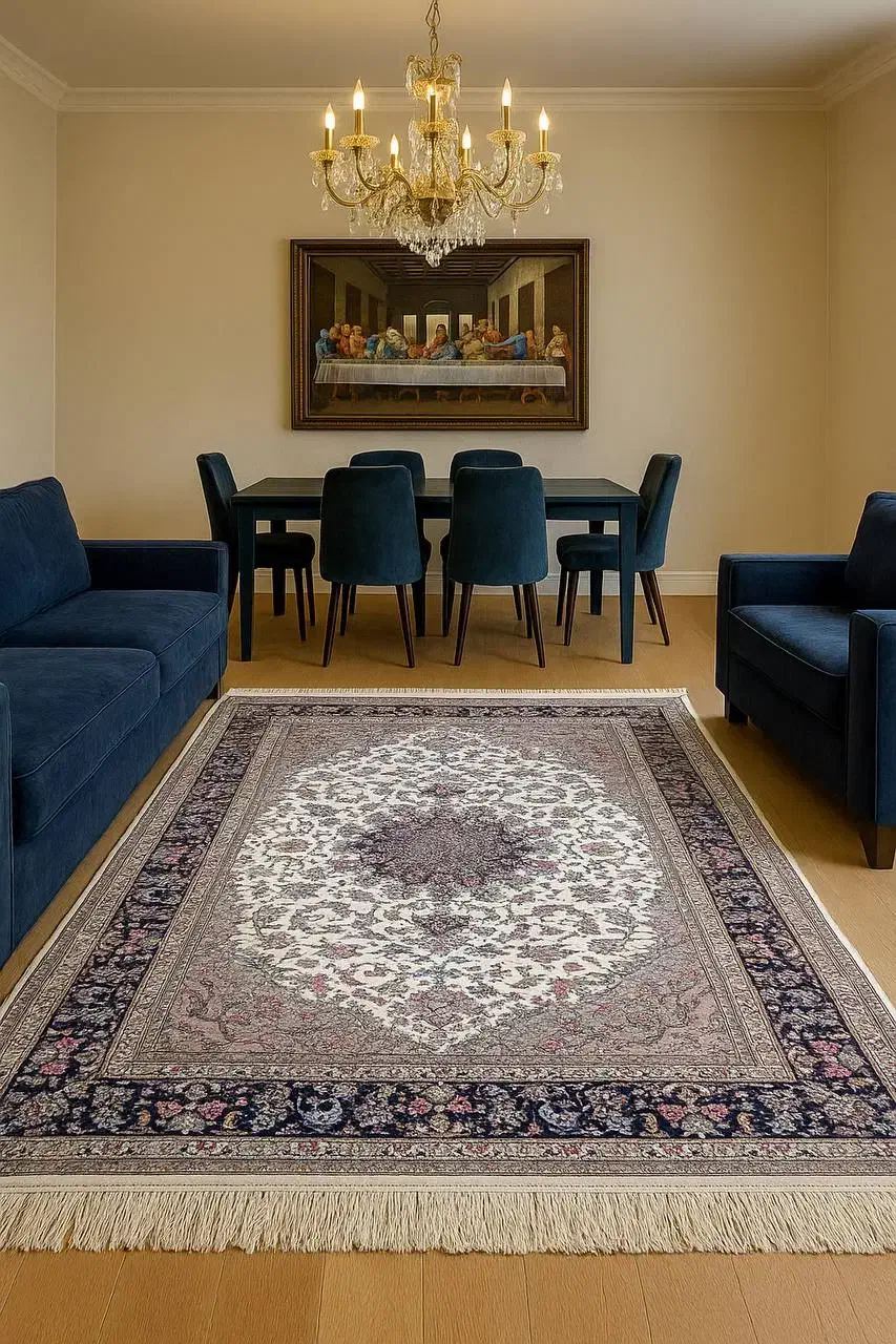 فرش دستباف یزد جفت ۹ متری ۱۵۰ ملیون تومن|فرش|مشکیندشت, |دیوار