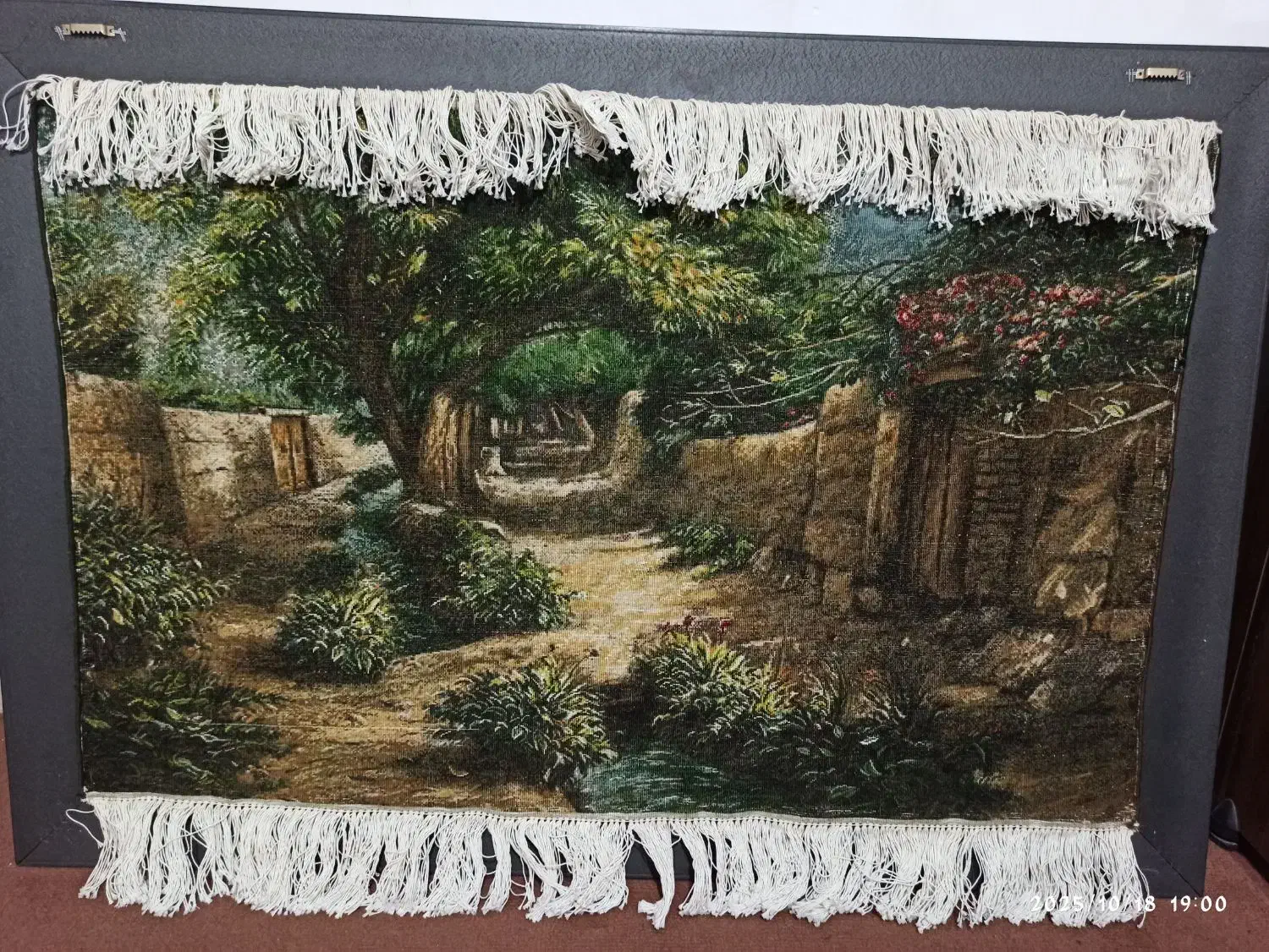 تابلو فرش کوچه باغ اردکان و خلقت آدم|تابلو فرش|یزد, |دیوار