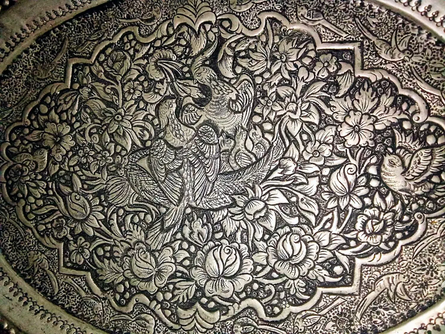 سینی مسی نخودی قاجارباقلم فوق زیبای پهلوی و2ظرف مس|کلکسیون اشیاء عتیقه|زنجان, |دیوار