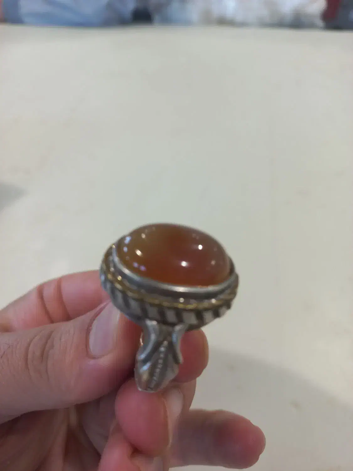 انگشتر نقره با سنگ عقیق پرتقالی|جواهرات|سهند, |دیوار