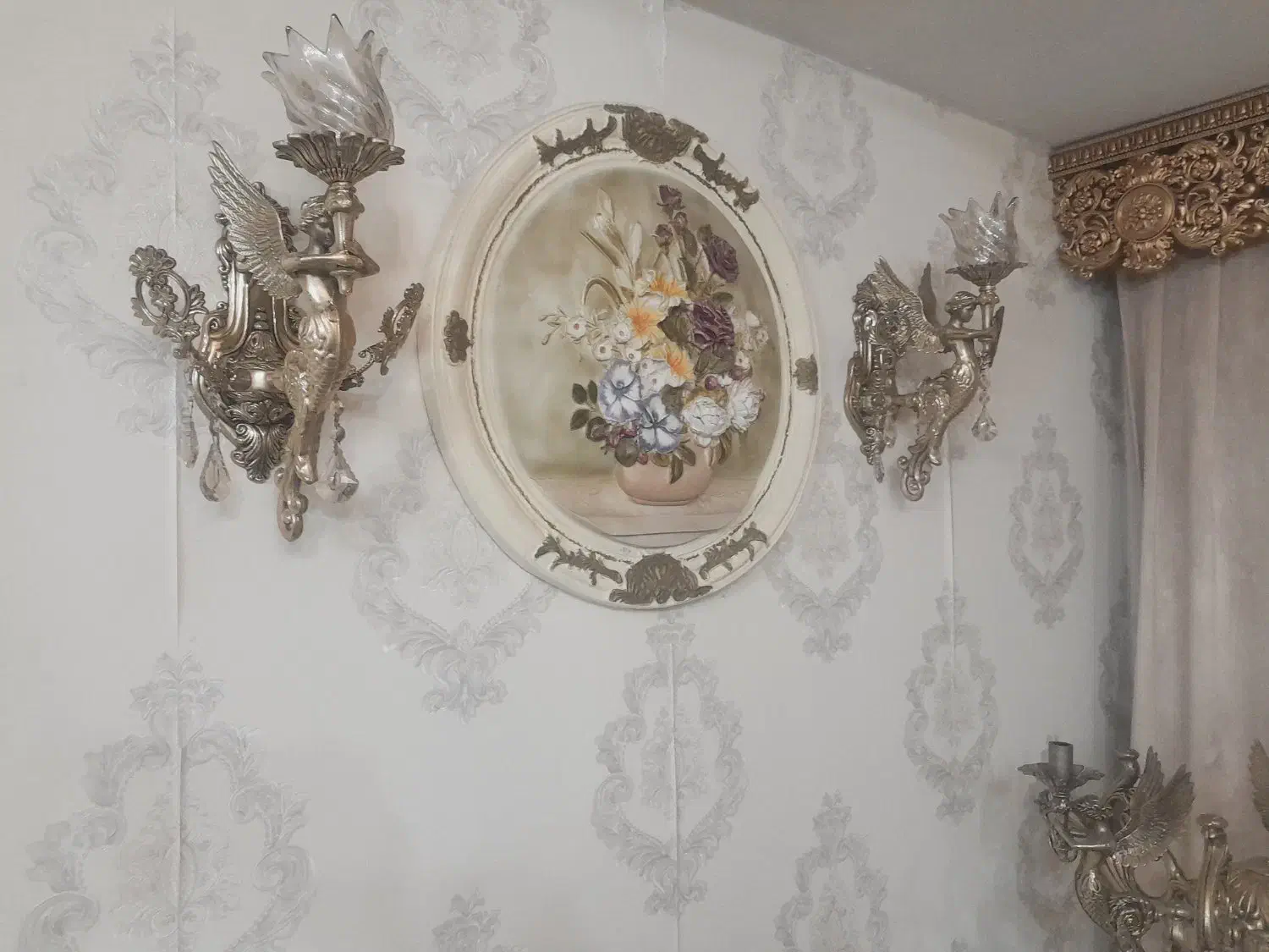 دیوار کوب برنجی شاخه ملائکه بسیار شیک|صنایع دستی و سایر لوازم تزئینی|پاکدشت, شهرک امام رضا|دیوار