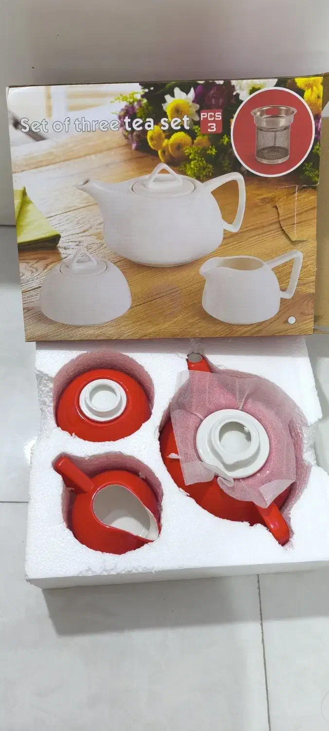 کتری قوری و ست قوری رنگ قرمز|قوری، کتری، قهوه‌ساز دستی|قدس, شهر‌قدس|دیوار