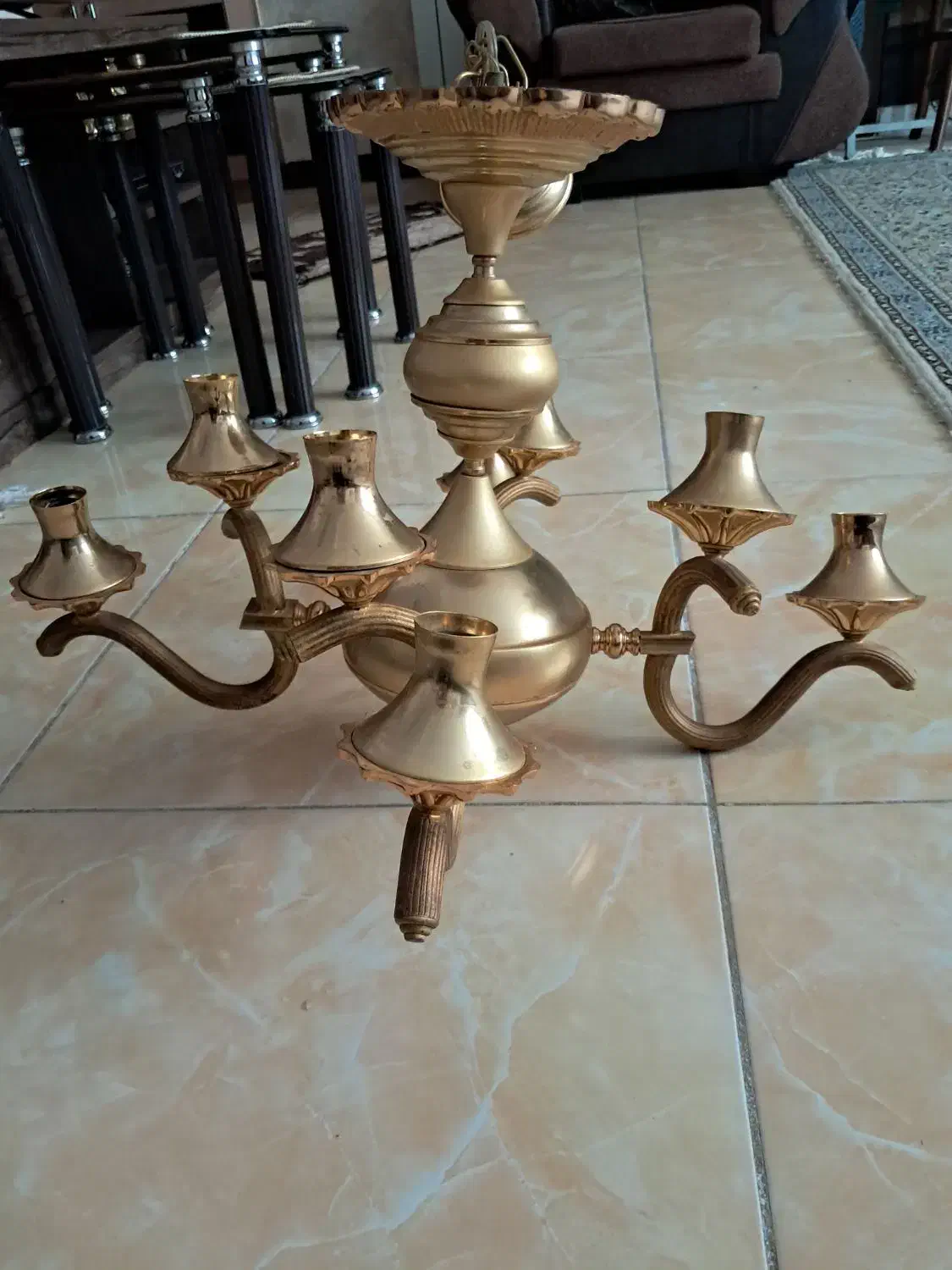 لوستر برنزی|لوستر و چراغ آویز|اصفهان, برازنده|دیوار