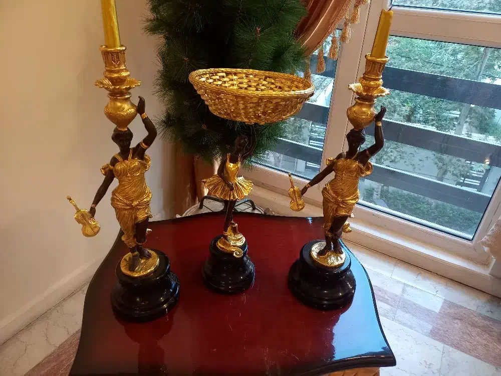 جفت شمعدان برنز آنتیک|کلکسیون اشیاء عتیقه|تهران, دروس|دیوار