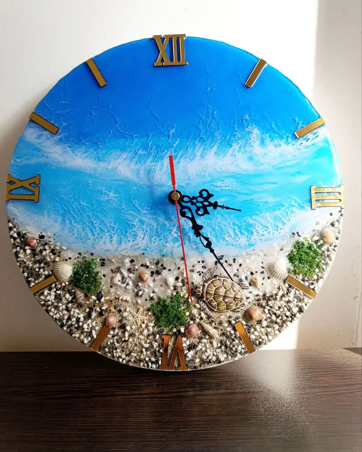 ساعت دیواری طرح دریا با رزین|ساعت دیواری و تزئینی|قروه, |دیوار