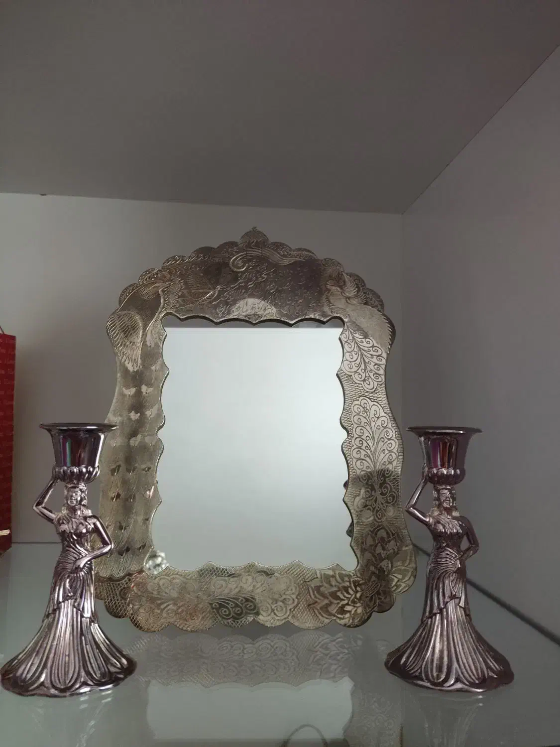 شمعدان و گل نو|آینه|تبریز, |دیوار