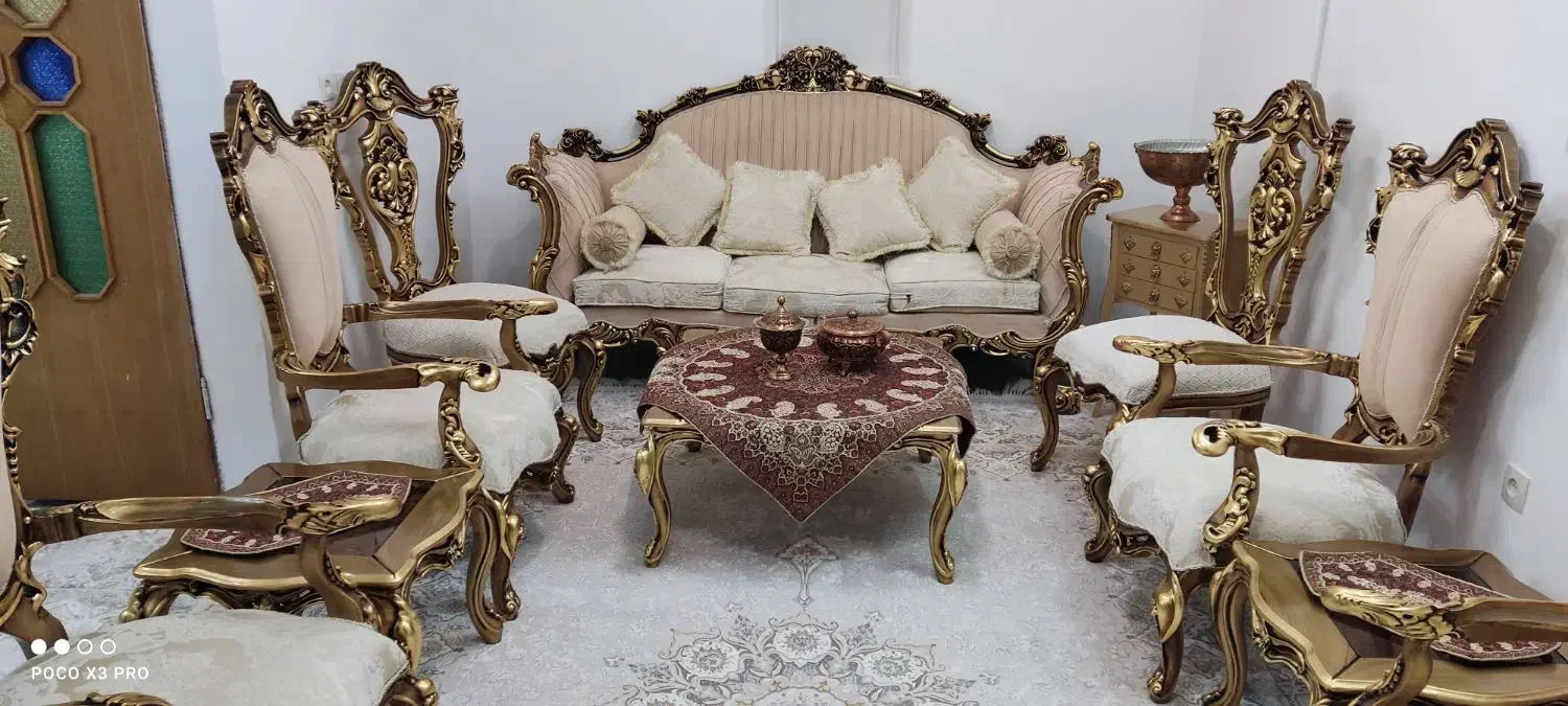 مبلمان نه نفره فقط یک سال استفاده شده|مبلمان خانگی و میز عسلی|پیر بکران, |دیوار