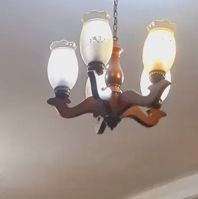 لوستر چوبی ۴شعله|لوستر و چراغ آویز|گرگان, |دیوار