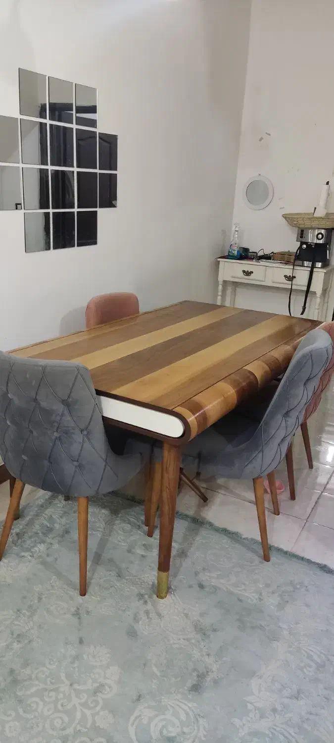 میز ناهار خوری 6 نفره به همراه 6 صندلی دو رنگ|میز و صندلی غذاخوری|جم, |دیوار