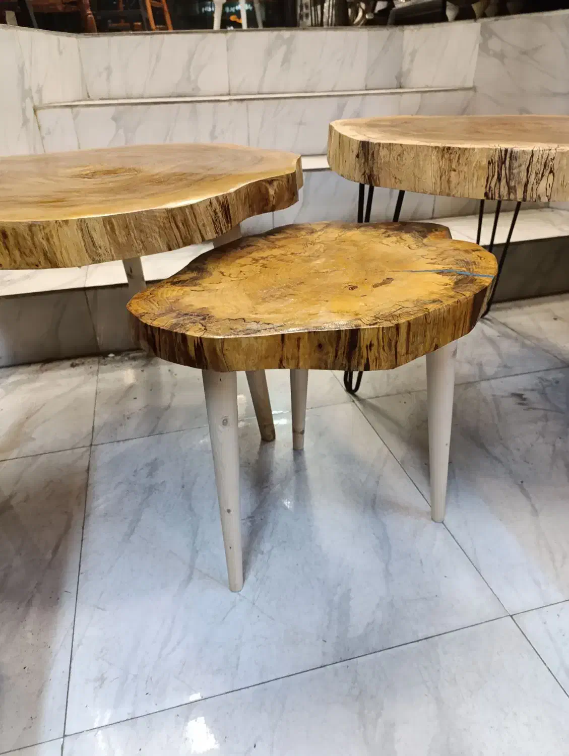 میز جلو و عسلی روستیک / عسلی تنه درخت|مبلمان خانگی و میز عسلی|رشت, منظریه|دیوار