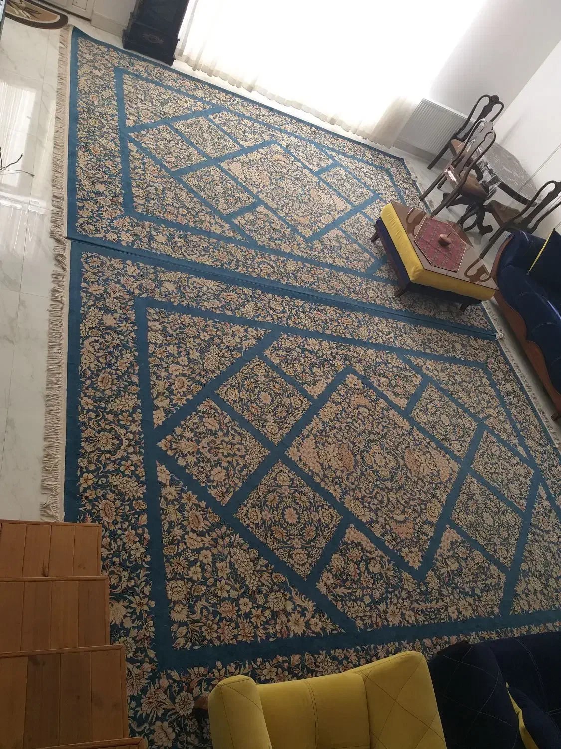 دو عدد فرش ماشینی برند فرهی (ابی درباری)|فرش|سیرجان, |دیوار