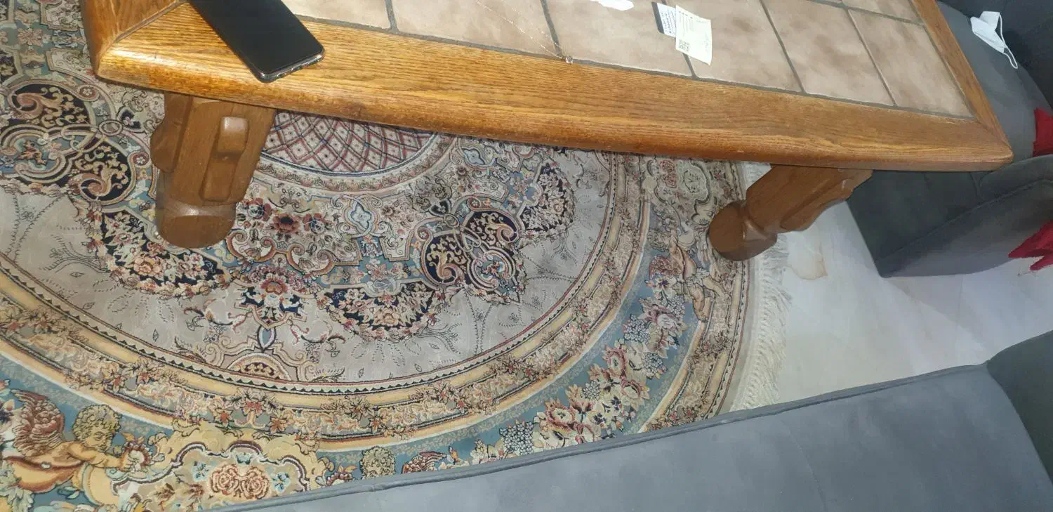 میز جلوی مبل آلمانی مستطیل سنگ و چوب ۶۰ ساله|مبلمان خانگی و میز عسلی|رودهن, |دیوار