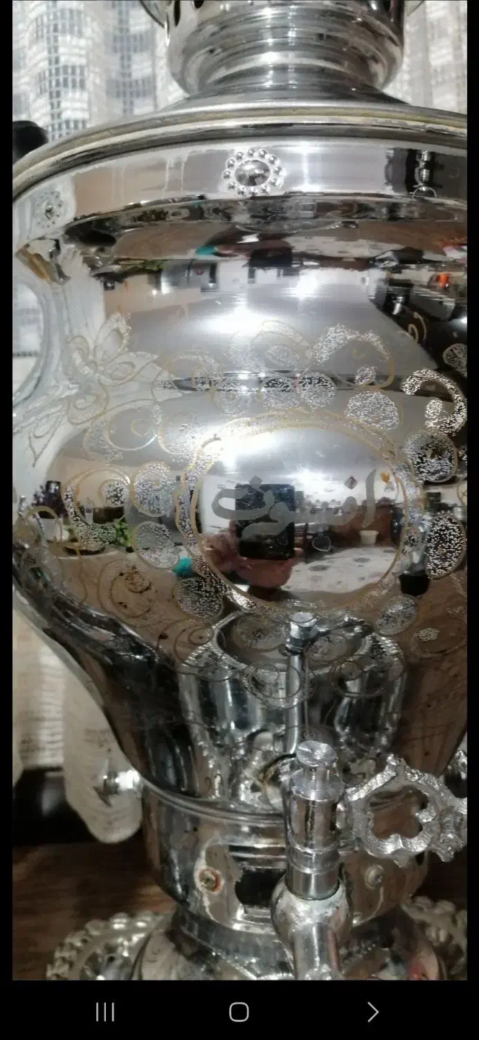 سماوزگازی افسون قلمکاری شده وسرویس کامل پاسماوری|سماور، چایساز، قهوهساز|الیگودرز, |دیوار