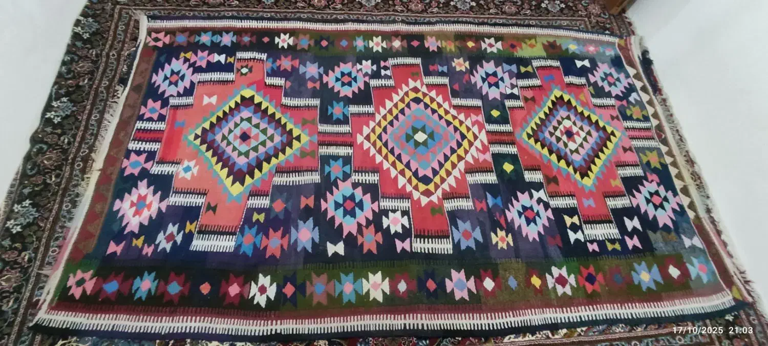 گلیم سنتی دست بافت|گلیم، جاجیم، گبه|کوهدشت, |دیوار