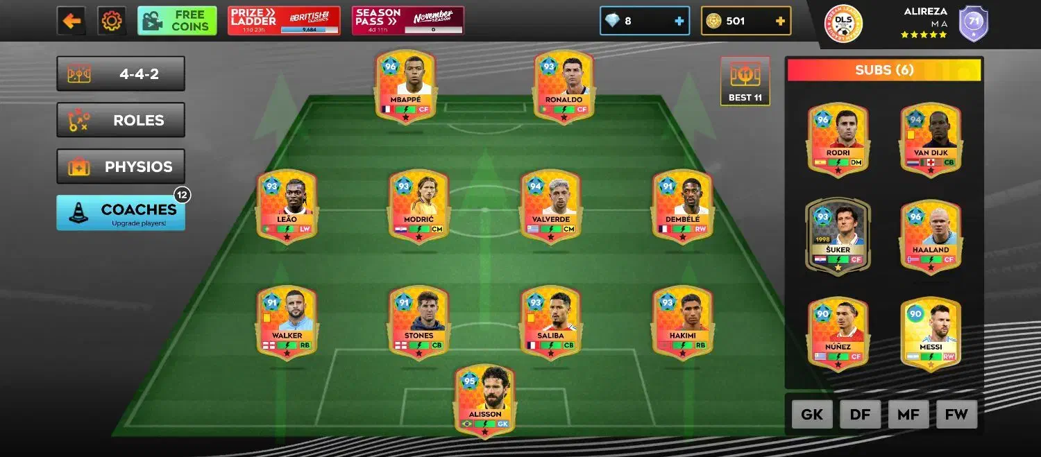 اکانت دریم لیگ فول مکس|کنسول، بازی ویدئویی و آنلاین|قم, قلعه کامکار|دیوار