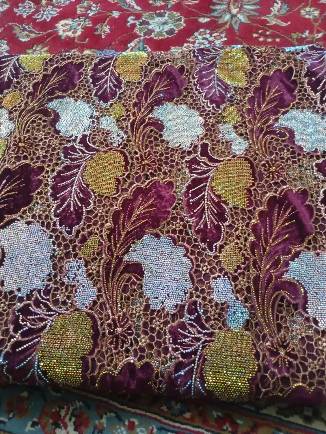 پارچه گیپور گل مخمل|لباس|زاهدان, |دیوار