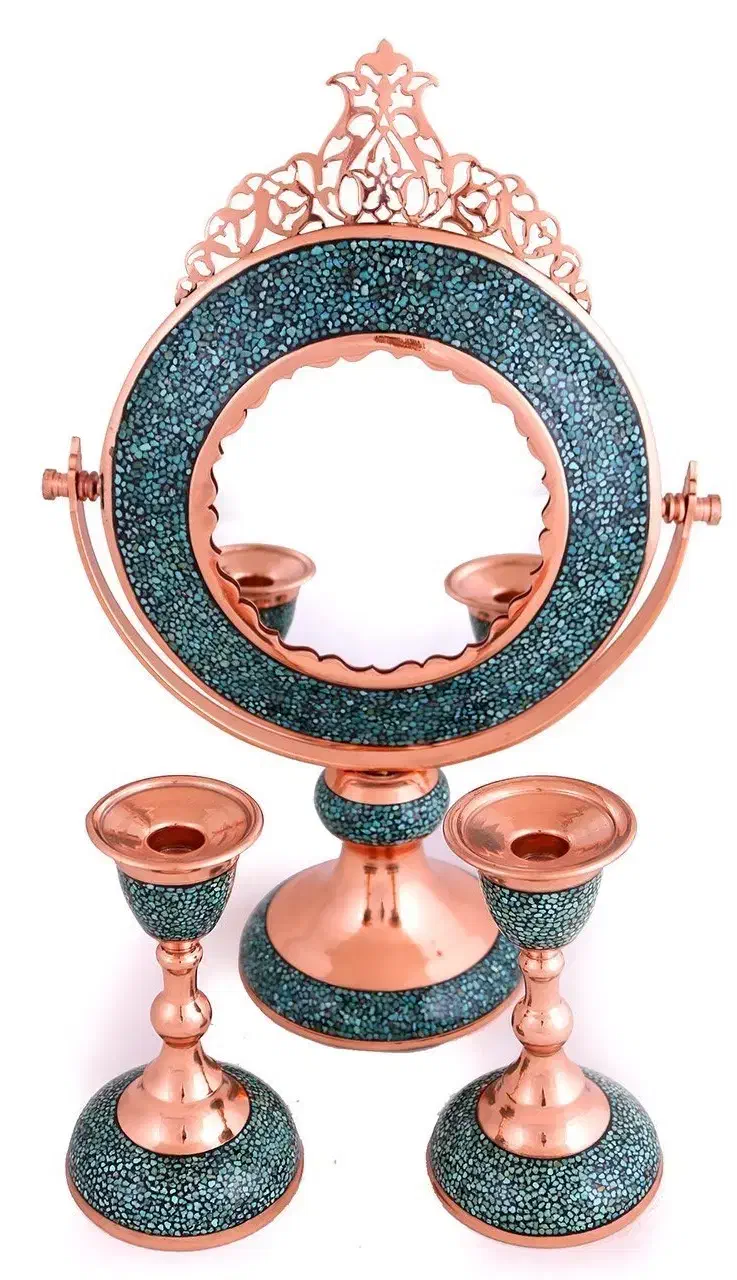 آینه شمعدان فیروزه و مس برند آقاجانی|آینه|تهران, ستارخان|دیوار