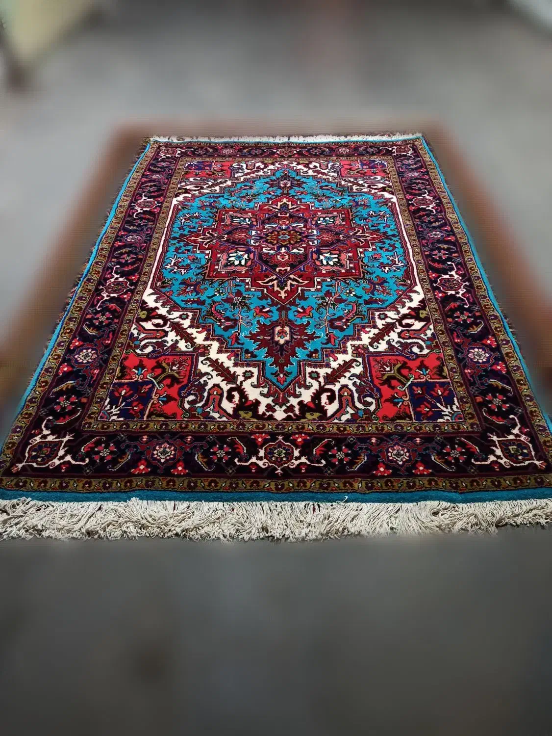 فرش دستبافت نقشه هریس 6 متری فیروزه ای (کد15858)|فرش|تبریز, |دیوار