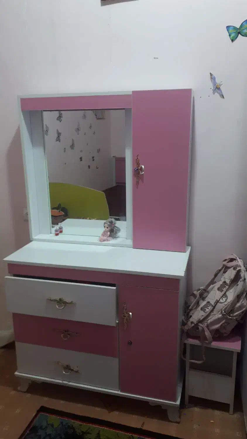 ست اتاق خواب کودک دخترانه|تخت و سرویس خواب|دهدشت, |دیوار