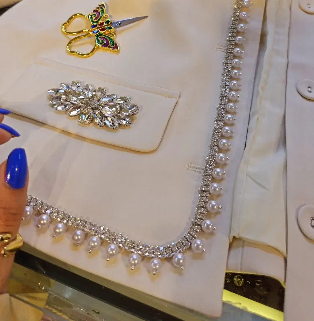 جواهر دوزی لباس مجلسی و چادر عروس|لباس|کرمان, |دیوار