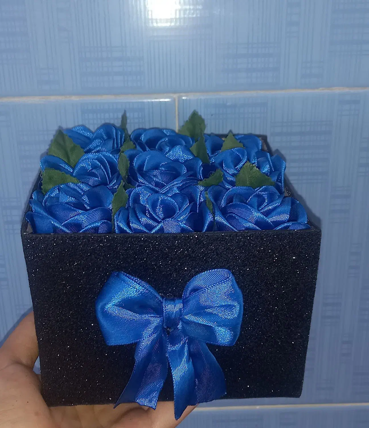 باکس گل روبانی آبی|گل مصنوعی|فیروزآباد (فارس), |دیوار