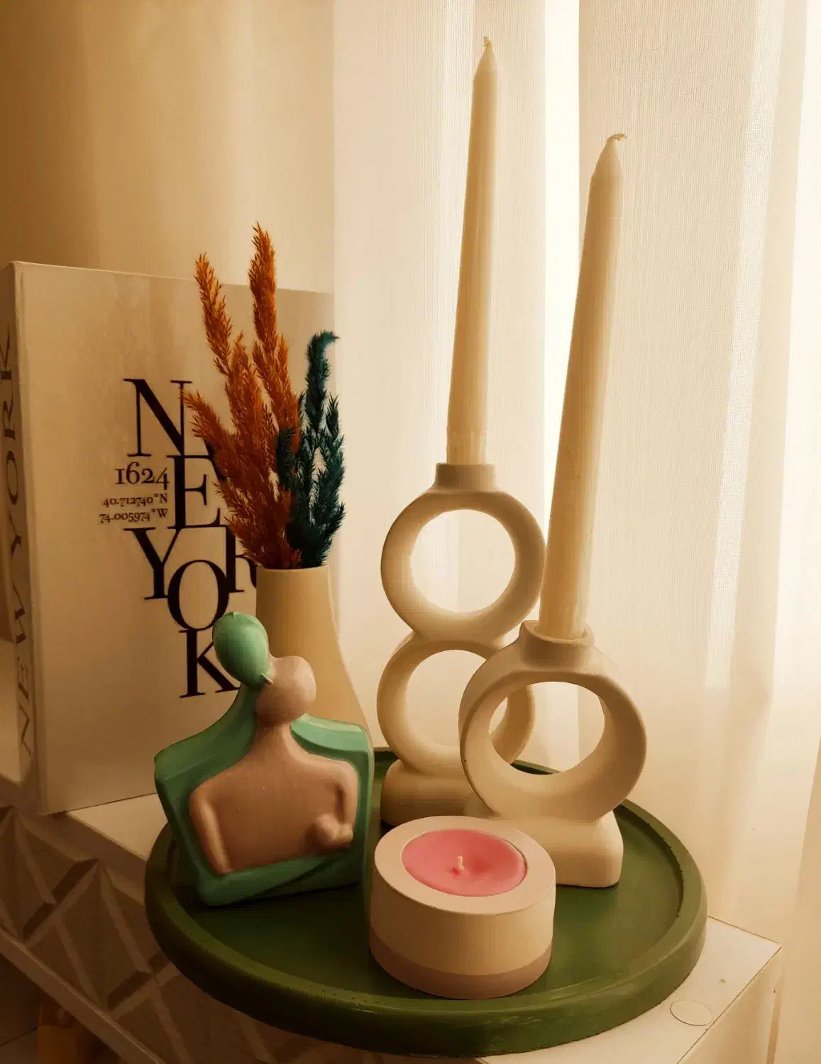 ترکیب سنگ و شمع|صنایع دستی و سایر لوازم تزئینی|اشتهارد, |دیوار