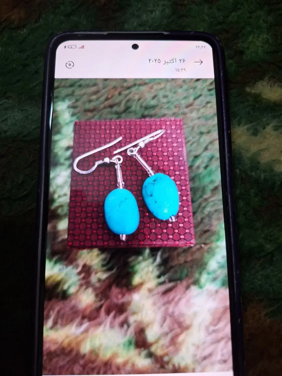 یک جفت گوشواره زنانه نقره فیروزه آبی|جواهرات|باقرشهر, |دیوار