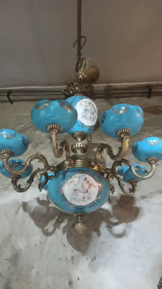 لوستر برنز  ۸ شاخه طلایی|لوستر و چراغ آویز|تهران, منیریه|دیوار