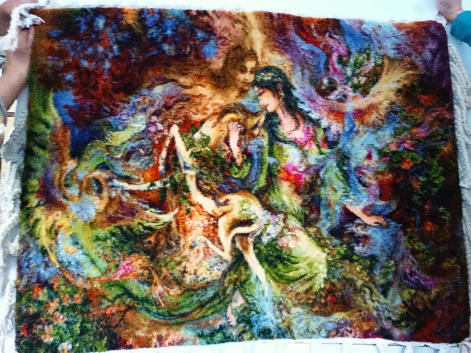 تابلو فرش شفقت دستبافت زیبا نما دار|تابلو فرش|کرمانشاه, |دیوار