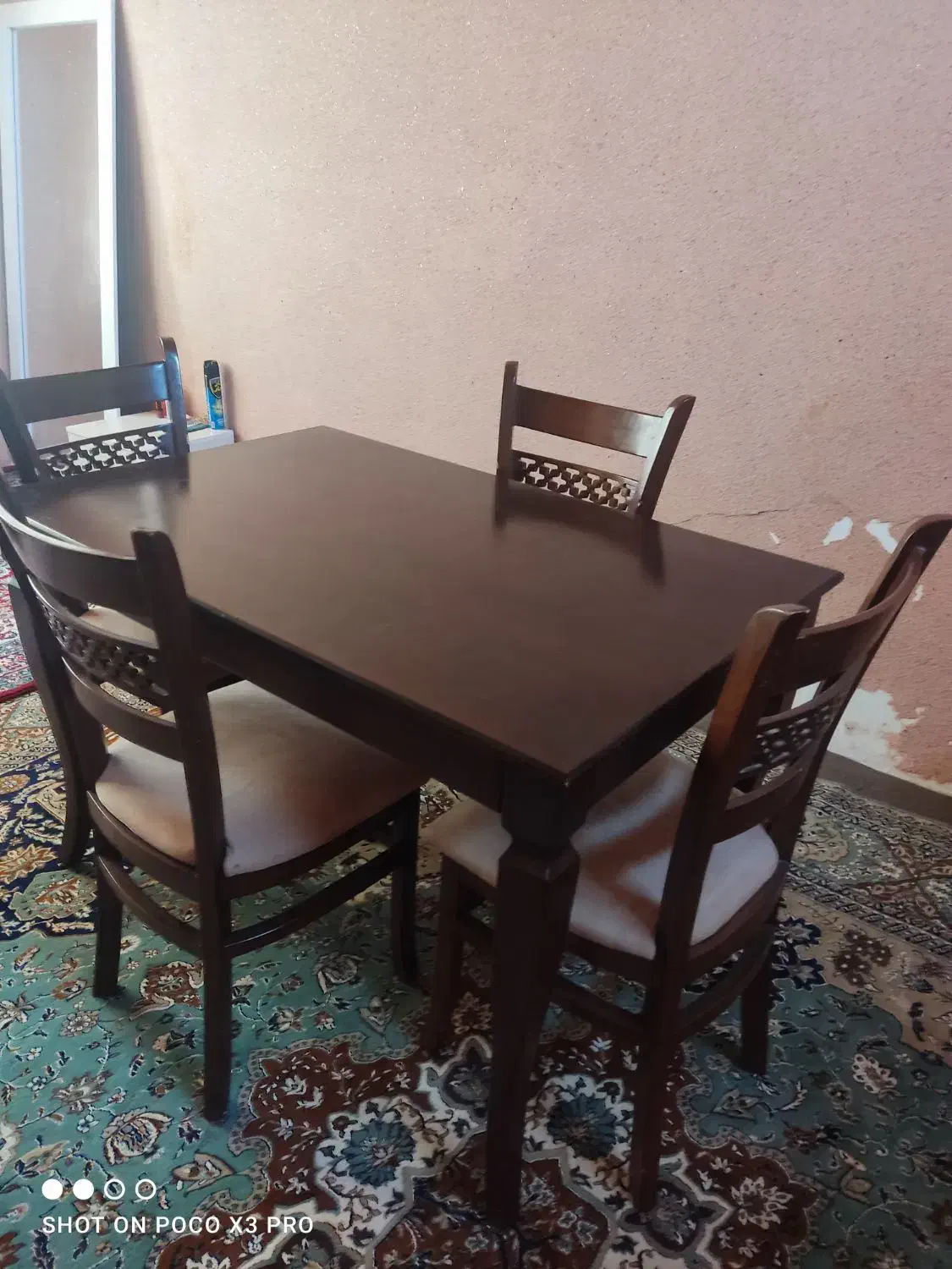 فروش میز ناهار خوری ۴ نفره|میز و صندلی غذاخوری|سرخنکلاته, |دیوار