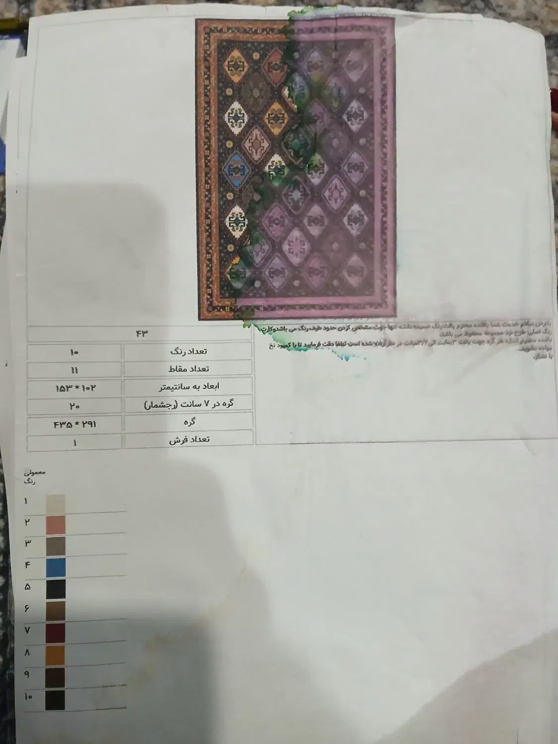 نقشه گبه|فرش|شیراز, شهرک فرهنگیان|دیوار