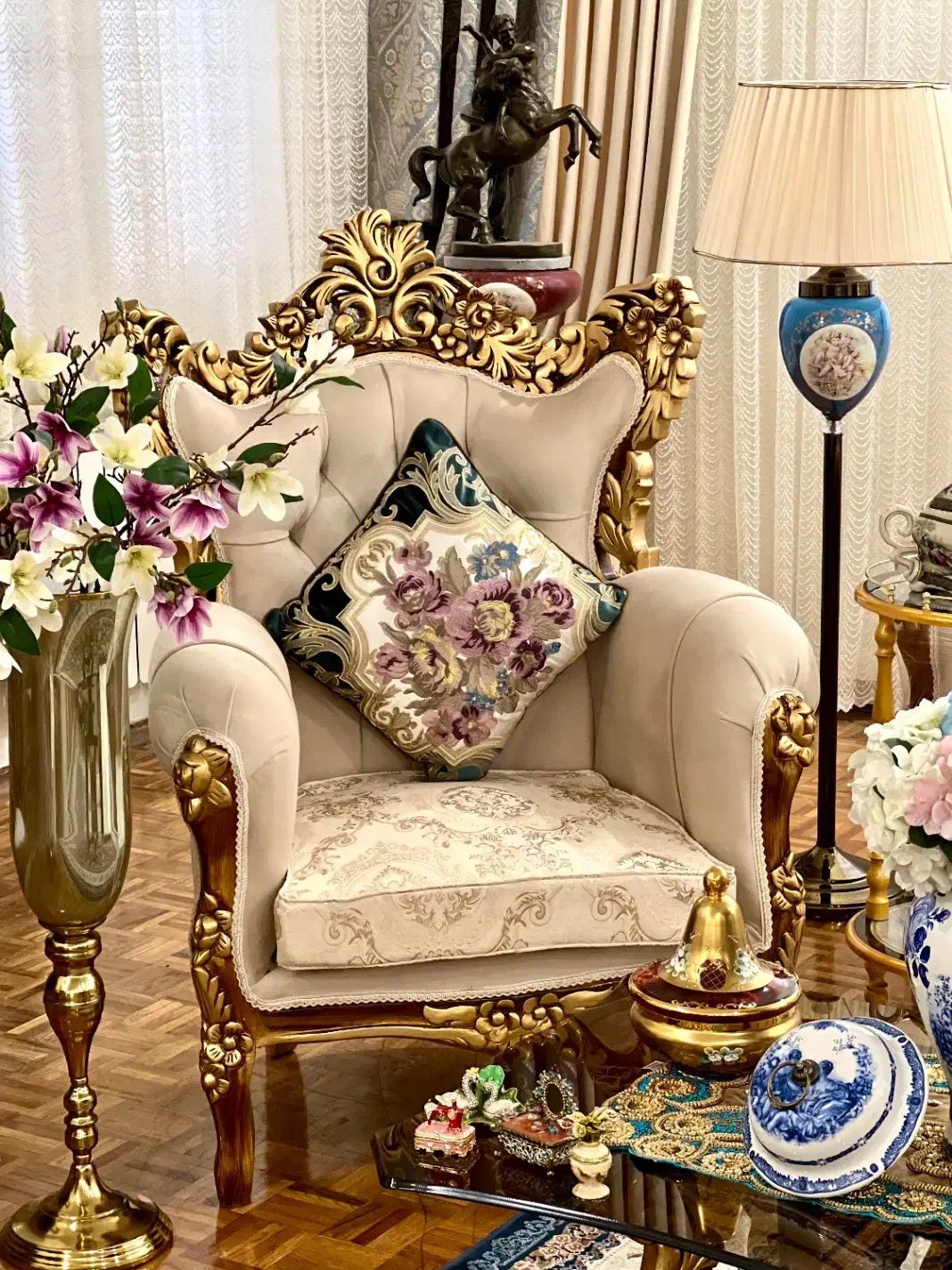 مبلمان استیل سلطنتی چوب گردو وناهارخوری جهیزیه(نو)|مبلمان خانگی و میز عسلی|تهران, فرمانیه|دیوار