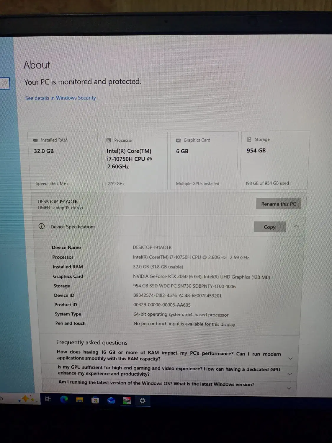 Hp omen 15 غول گرافیکی رندر و گیم 6گیگ RTX|رایانه همراه|اهواز, کوی جانبازان(دانش)|دیوار