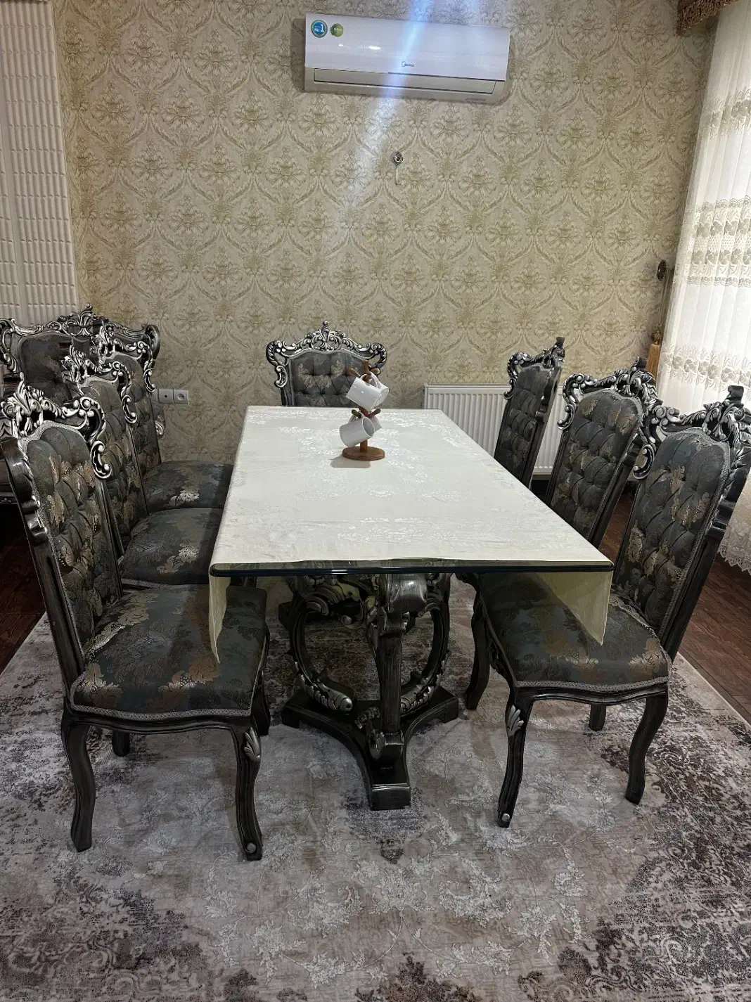 مبل سلطنتی ۸نفره با میز نهارخوری ۸نفره بامیزعسلی|مبلمان خانگی و میز عسلی|چابکسر, |دیوار