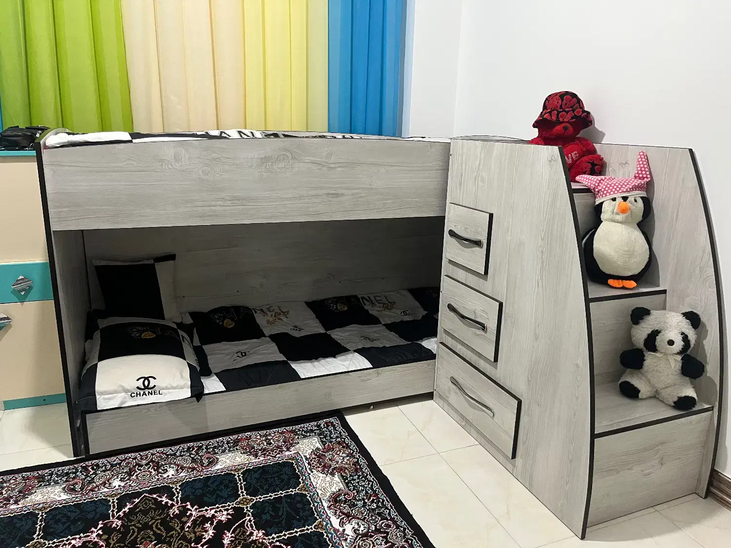 تخت خواب دوطبقه چوبی|تخت و سرویس خواب|پرند, فاز ۶|دیوار