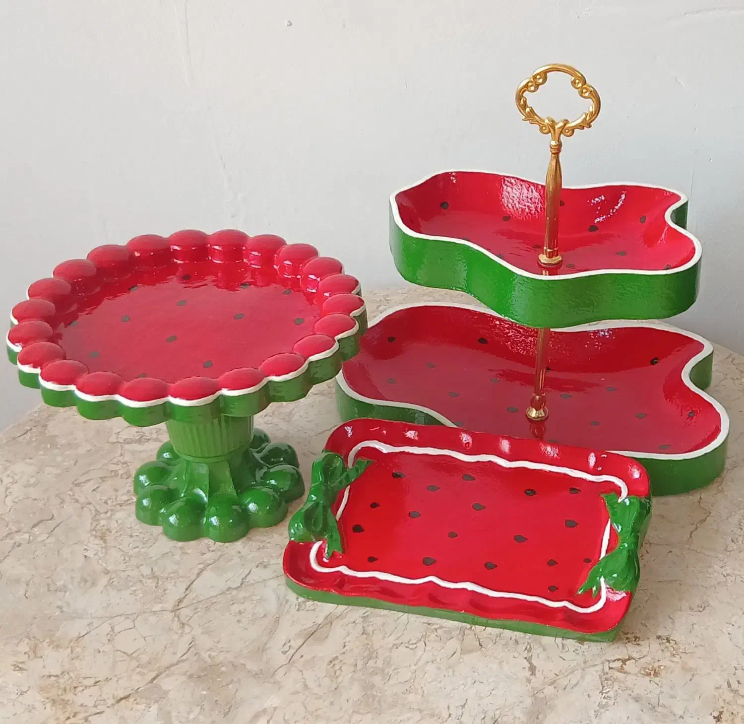 ظروف پذیرایی یلدایی و چوبی با سنگ مصنوعی|ظروف سرو و پذیرایی|ارومیه, |دیوار