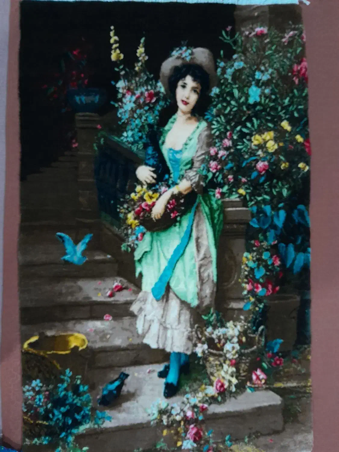 دختر گل فروش|تابلو فرش|اردبیل, |دیوار