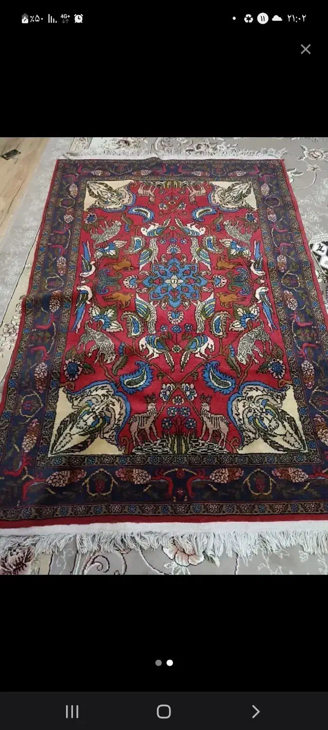 فرش دستباف طرح شکار با رنگ طبیعی|فرش|رباطکریم, رباطکریم|دیوار